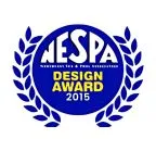 NESPA Design Award 2015 logo featuring a blue circular design with laurel leaves and bold yellow text.