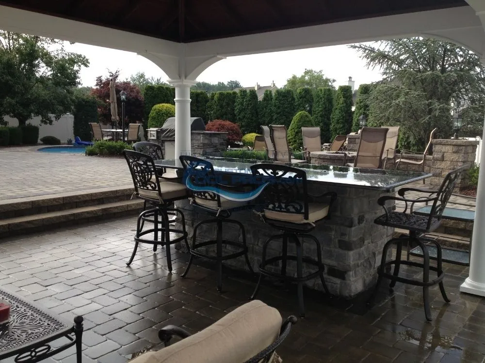 raised patio & pavers installation in Mountainside NJ, backyard pools